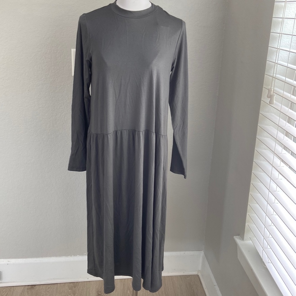 Eileen Fisher crew neck long sleeve Jersey Dress - Picture 3 of 9